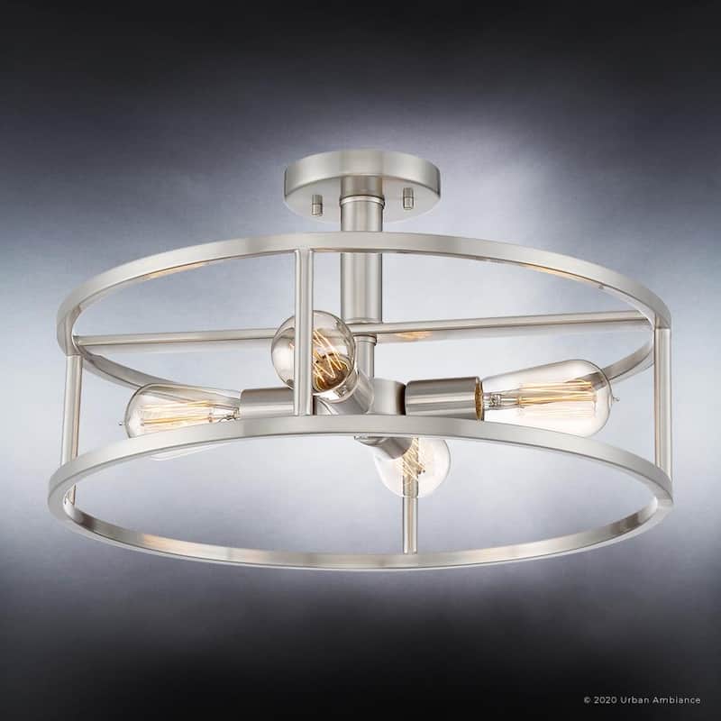 Luxury Scandinavian Ceiling Light, 10.5"H x 18"W, with Modern Style, Brushed Nickel, by Urban Ambiance