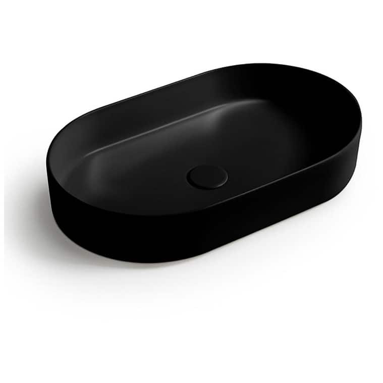 WS Bath Collections Mood BL 60.36 Mood 23-5/8" Oval Ceramic Vessel - Matte Black