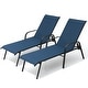 preview thumbnail 45 of 49, VredHom Outdoor Patio Adjustable Chaise Lounges Chairs with Arms (Set of 2/4 ) NavyBlue - 2PC