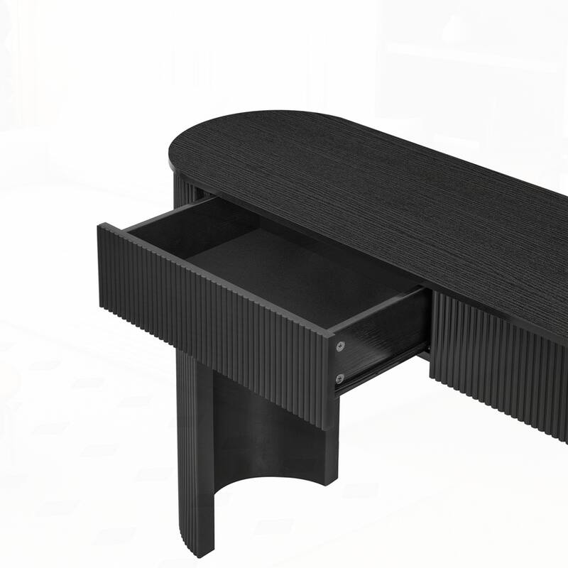 Oval Top Console Table with Storage