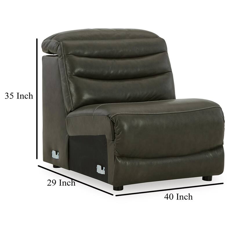 Winona Modular Armless Accent Chair, Tufted Dark Gray Faux Leather