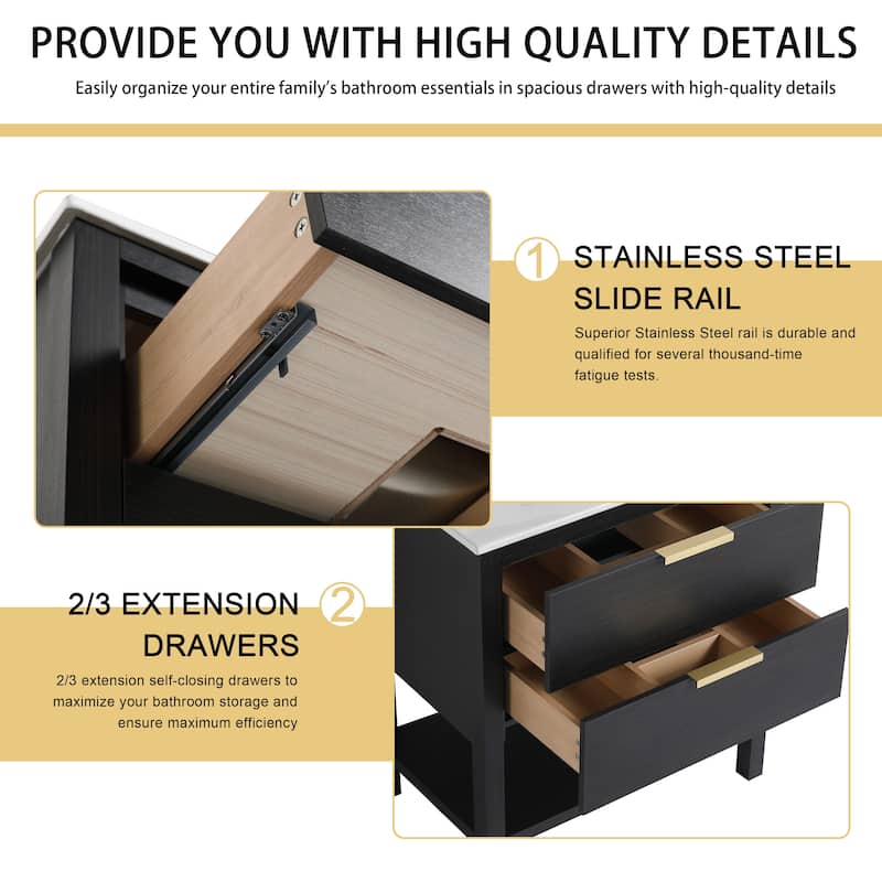 Malwee 30" FreeStanding Bathroom Vanity, Floor Stand Bathroom Vanity with Ceramic Sink,2 Soft Close Drawers