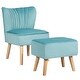preview thumbnail 2 of 28, Costway Leisure Chair and Ottoman Thick Padded Velvet Tufted Sofa Set Green
