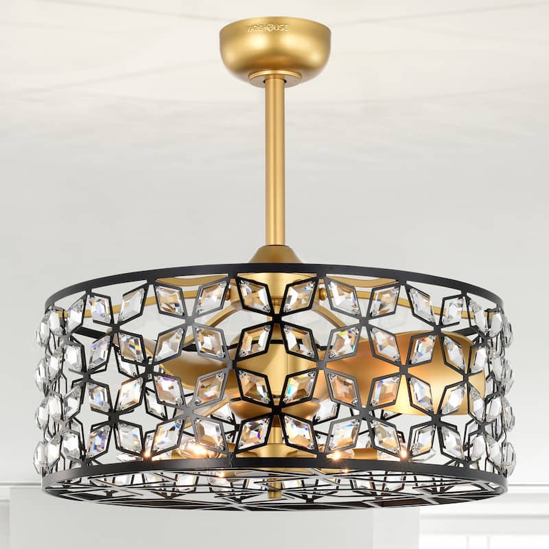 Kaison 25inch Matte Gold and Black 6 Lights 3 Blades Lighted Ceiling