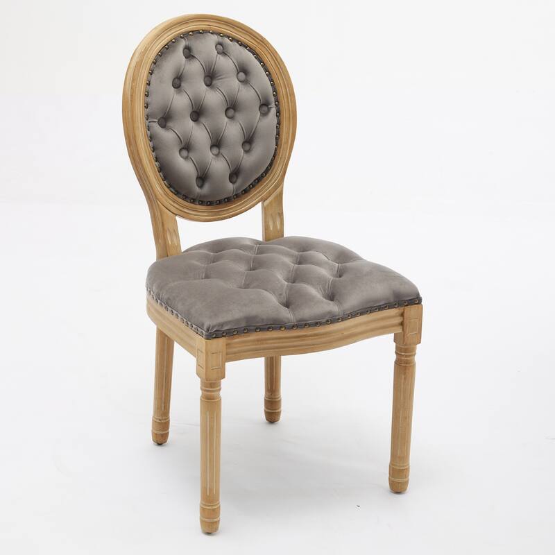 French Style Velvet Dining Chairs Set of 2, Dining Chair with Solid Wood Frame/Nailhead Trim