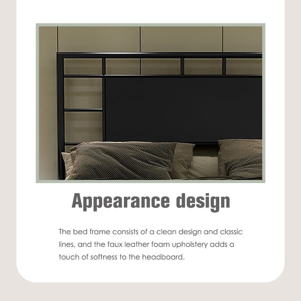 Alazyhome Modern Design Black Metal Platform Bed Frame with Alazyhome Modern Design Black Metal Platform Bed Frame with