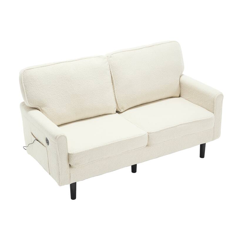 Multifunctional 2-Seater Loveseat Couch with USB & Charging Ports, Sofa Couch Lounge Sofa with Armrests