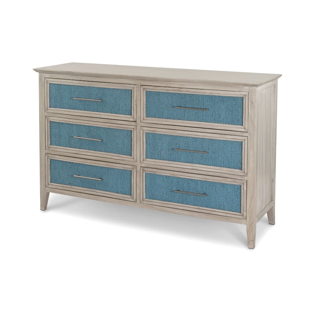 Ocean Isles 6 Drawer Woven Dresser Ocean Blue and Aged Ivory Finish