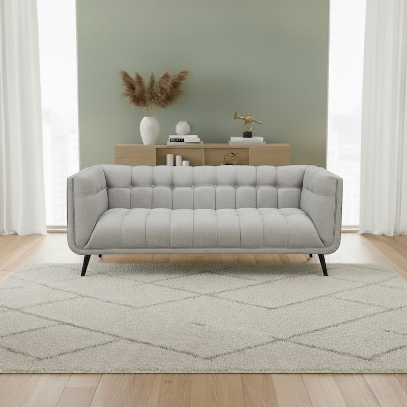 Modern Mid-Century Button Tufted Upholstered Sofa - Grey