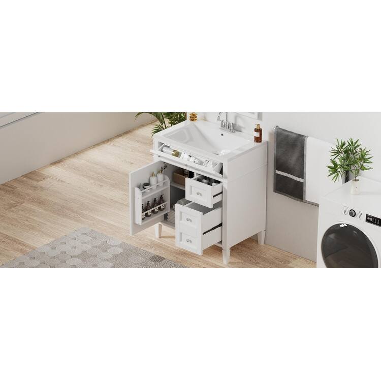 30''Bathroom Vanity with Top Sink,with 2 Drawers and a Tip-out Drawer,Single Sink Bathroom Vanity