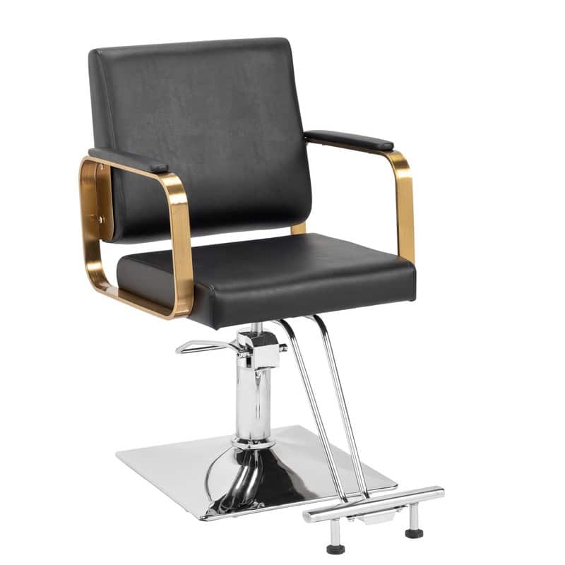 PVC Leather Stainless Steel Armrests Footrests Square Chassis Salon Chair - N/A