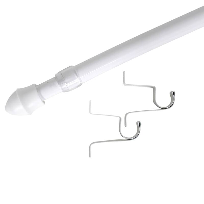 Cafe Curtain Rod Adjustable - Diam 1/2 in - 19" to 29" - White