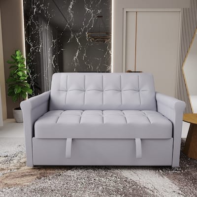 2-Seater Convertible Sofa Bed - Velvet Upholstery Sleeper Loveseat with Pull-Out Mechanism, Space-Saving