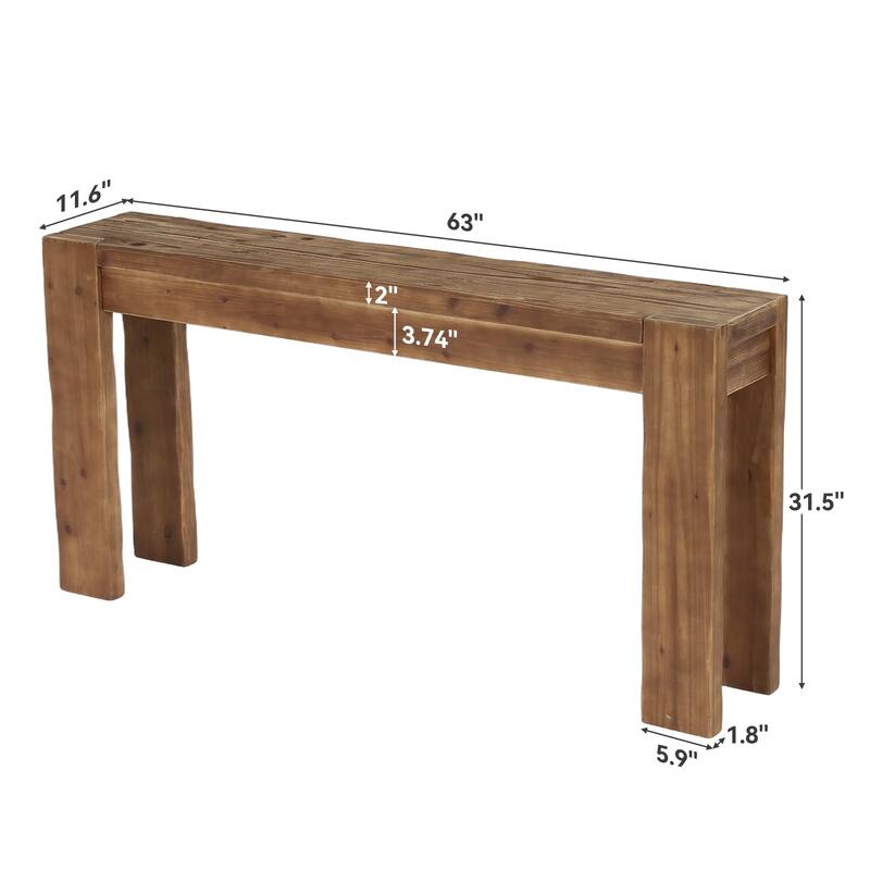 63-Inch Farmhouse Solid Wood Console Table