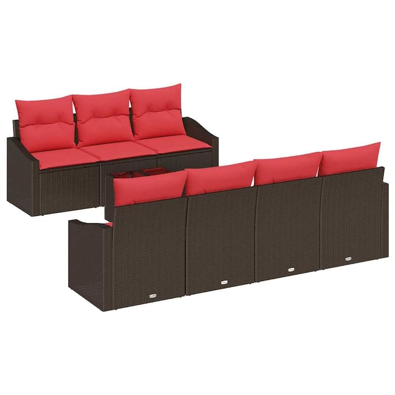 vidaXL 8 Piece Garden Sofa Set with Cushions - 91.7×24.4×27.2