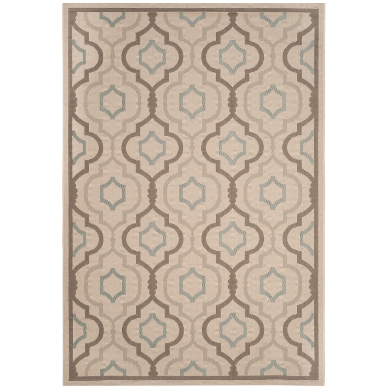 SAFAVIEH Courtyard Oyvor Indoor/ Outdoor Waterproof Patio Backyard Rug - 5'3" x 7'7" - Beige/Dark Beige