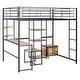 preview thumbnail 7 of 9, Full Size Loft Bed with Desk, Wardrobe, Shelves and Cabinet, Black