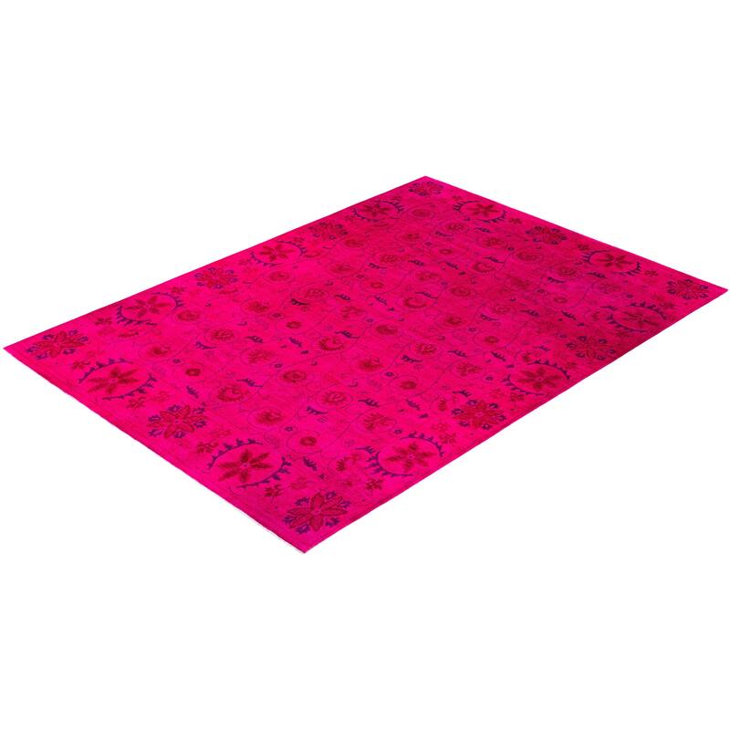 Overdyed, One-of-a-Kind Hand-Knotted Area Rug - Pink - 9' 1" x 12' 4"
