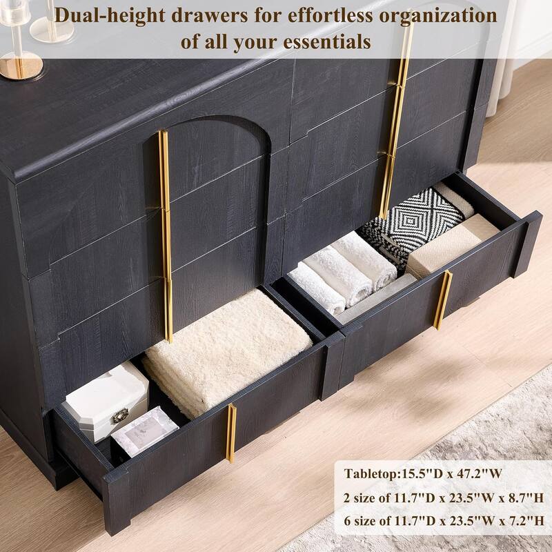 Modern Arched 8 Chests Drawer, Large Dressers for Bedroom, Living Room