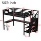 preview thumbnail 3 of 21, Full /Queen Size Metal Loft Bed with L-shaped Desk,USB,Wardrobe,LED