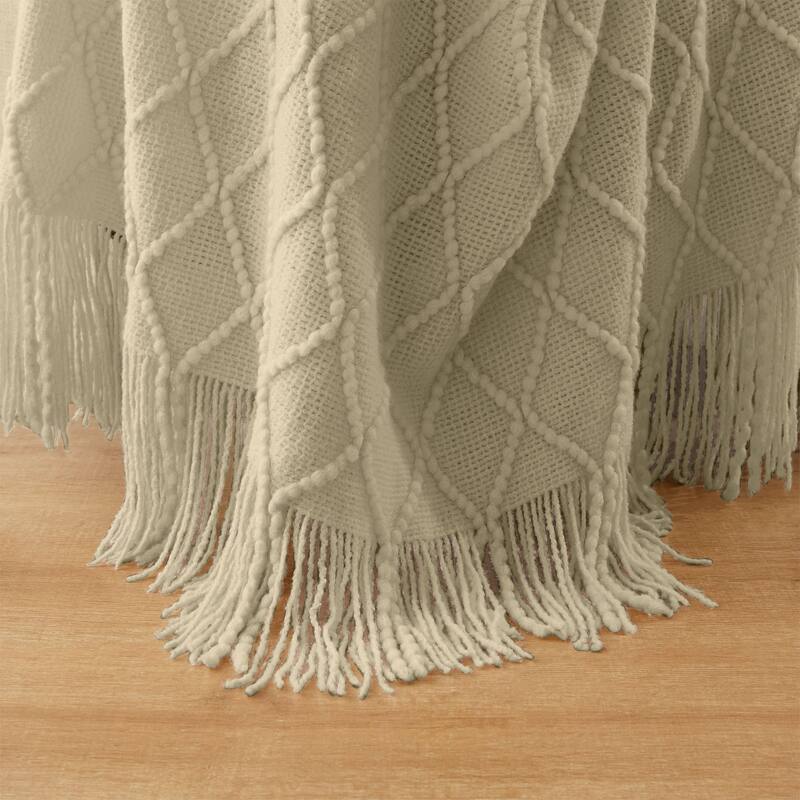 Lightweight 50"x60" Diamond Knit Throw Blanket Couch Cover