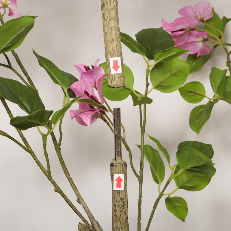 5FT Artificial Bougainvillea Tree, Realistic Fake Flowering Tree for Indoor Home Office Decor, Potted Faux Plant, 1pc/set