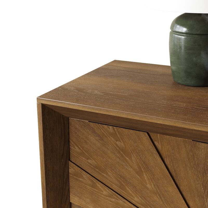 Rustic Farmhouse 59.8" Credenza, Durable Antique Wood Storage Unit for Living Room or Kitchen Use