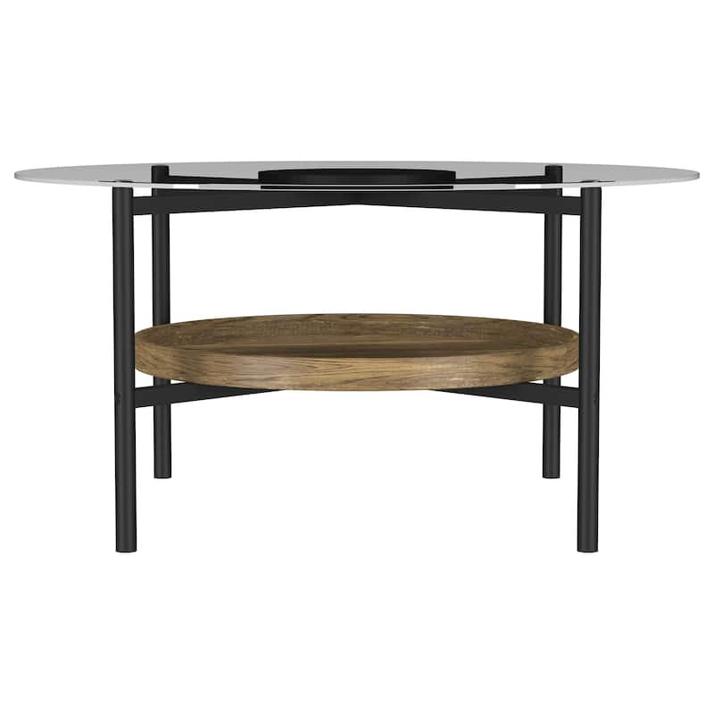 Delfin Round Coffee And End Table Set Brown