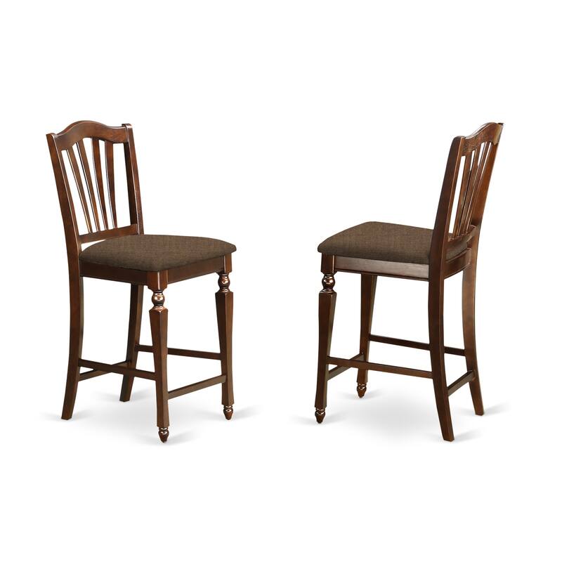 HomeStock 5-Piece Round Mahogany Finish Solid Wood Top Dining table with 4 Chairs with Lattice Back