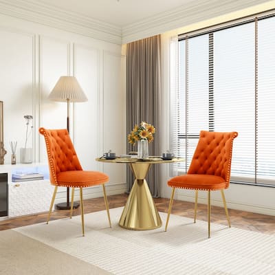 Clihome Modern Velvet Upholstered Featured Dining Chairs (Set of 2)