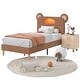 preview thumbnail 4 of 9, Javlergo Twin Size Upholstered Platform Bed Frame with Bear Ears Headboard and Light, Kids Bed Set of 2