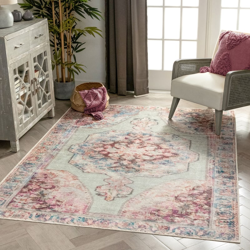 Well Woven Lotus Ramon Vintage Persian Machine Washable Area Rug