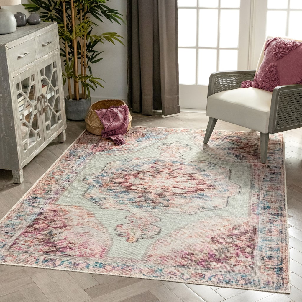 Well Woven Lotus Ramon Vintage Persian Machine Washable Area Rug