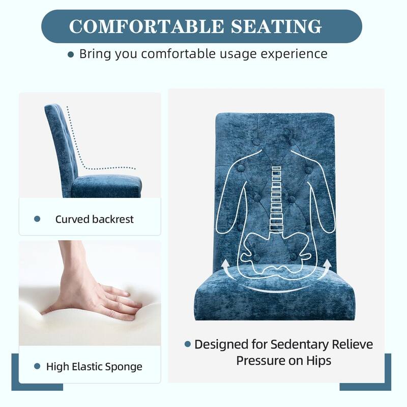 Luxury Chenille Dining Chairs - Ergonomic Design, Set of 2