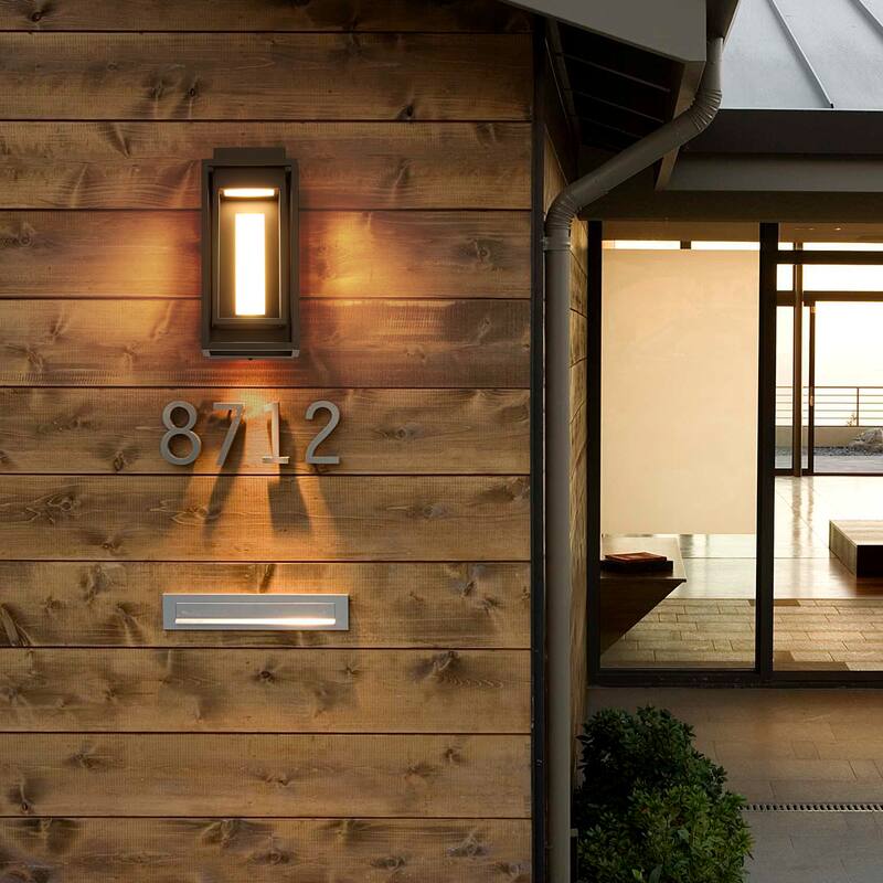 6.5" W 1-Light Modern Industrial Black Rectangle Aluminum Integrated LED Outdoor Wall Sconce