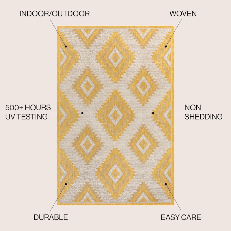 JONATHAN Y Aimee Geometric Moroccan Diamond Black/Cream Indoor/Outdoor Area Rug