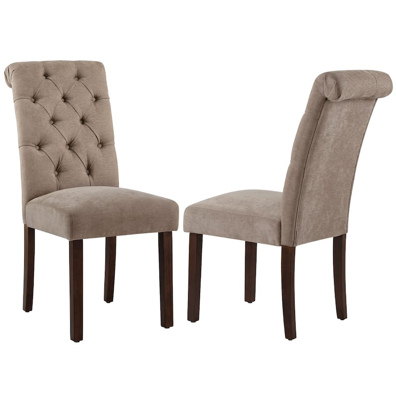 Tufted Parsons Dining Side Chairs ,Upholstered Fabric Dining Chairs Kitchen Chairs with Padded Seat(Set Of 2) - set of 2