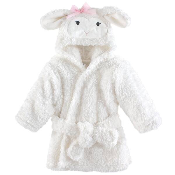 slide 1 of 1, Hudson Baby Infant Girl Plush Animal Face Bathrobe, Girl Lamb, 0-9 Months - Girl Lamb - 0-9 Months 0-9 Months - Girl Lamb
