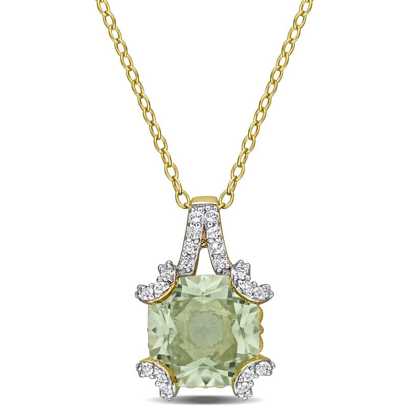 Miadora 4ct TGW Green Quartz Necklace in Yellow Plated Sterling Silver