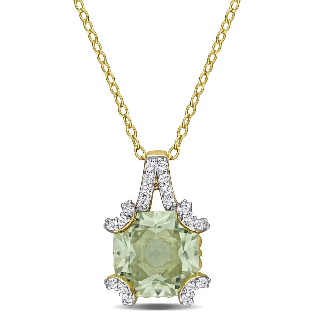 Miadora 4ct TGW Green Quartz Necklace in Yellow Plated Sterling Silver