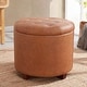 preview thumbnail 51 of 80, Donovan Tufted Round Storage Ottoman Leather Cognac