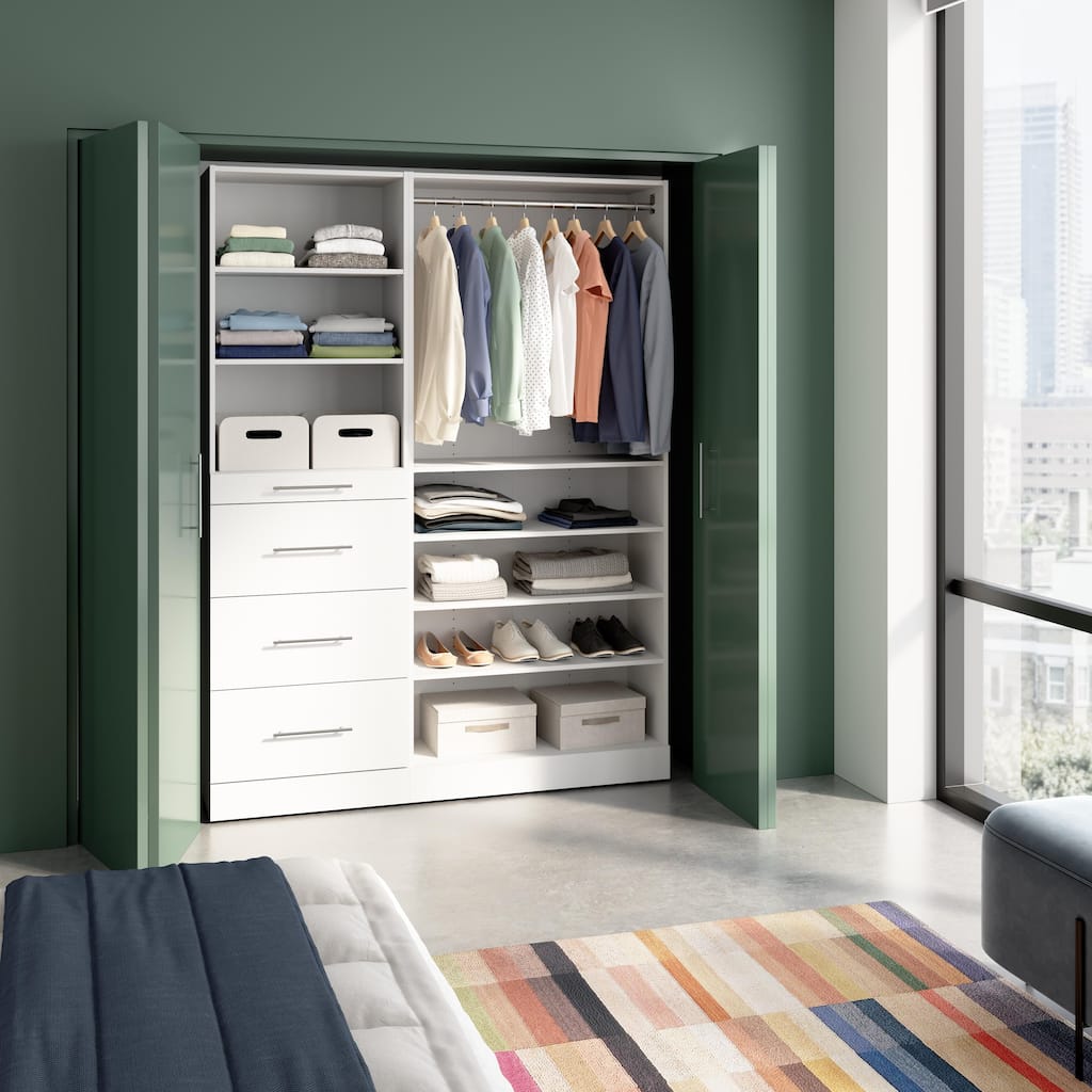 Bestar Florence 61W x 16D Closet System with Drawers, Slab