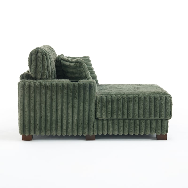 Modern Upgraded Plush Fabric Sofa Chaise Lounge with Pillows