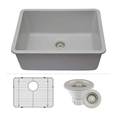23" x 18" Quartz Kitchen Sink, Single Bowl Sink, Drop-in Sink, Undermount Sink, Granite Kitchen Sink, with Steel... - 23"x18"