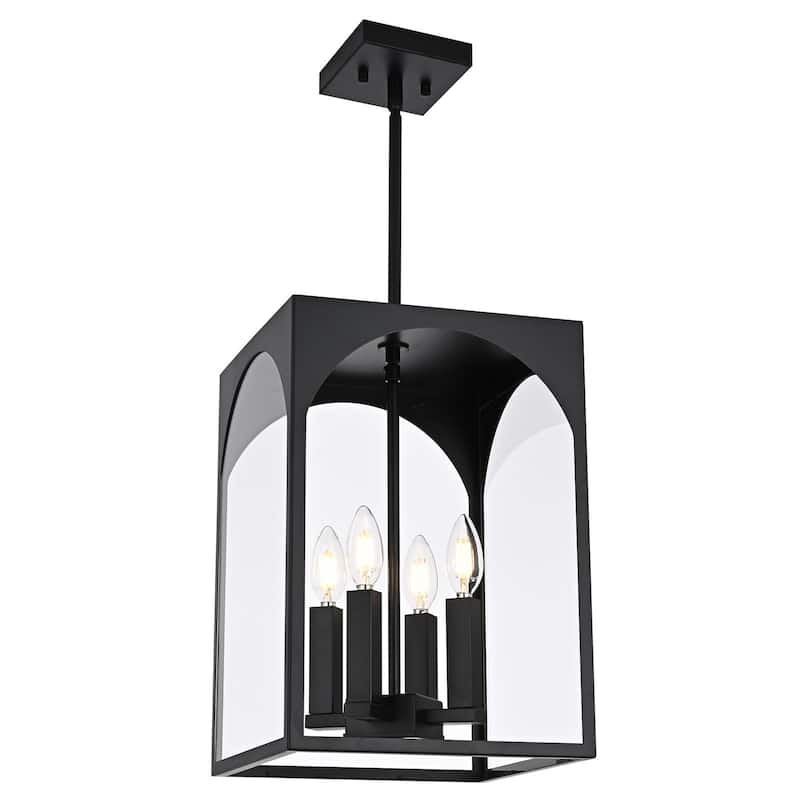 4-LightLarge Outdoor Pendant Light Fixtures, Exterior Hanging Lantern Porch Light Adjustable, Farmhouse Exterior Chandelier