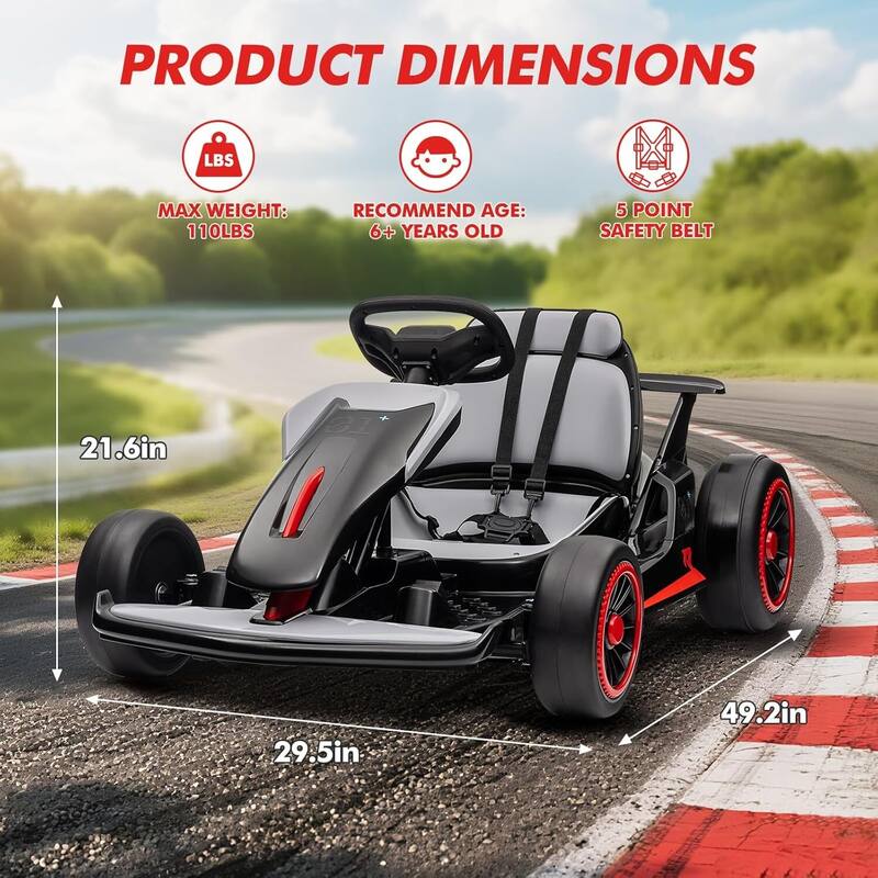 24V Electric Drift Go Kart for Kids 6-12 Best Gift