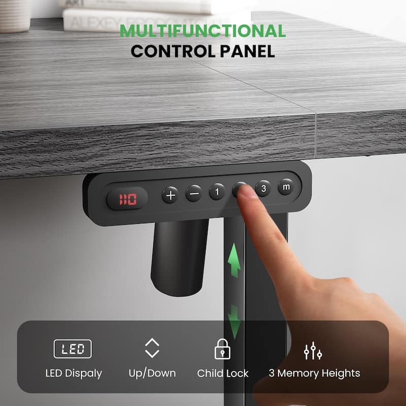 SIAGO Electric Standing Desk Height Adjustable Computer Desk with Cable Management & Spacious Work Surface