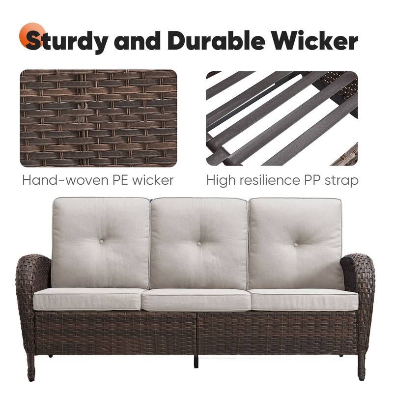 7 Pieces Rocker Chairs Sofa Coffee Table and Ottomans