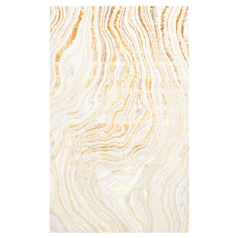 ECARPETGALLERY Machine Made Clara Gold Area Rug - Gold - 8'0 x 10'0