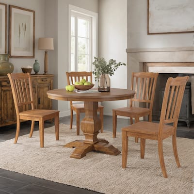 Ronda 45" Round Solid Wood Top Dining Set with Spindle Back Chairs